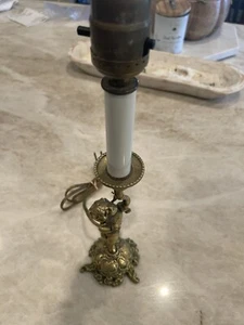 Vintage Brass Cupid Lamp Baroque Cherub Light - Picture 1 of 12
