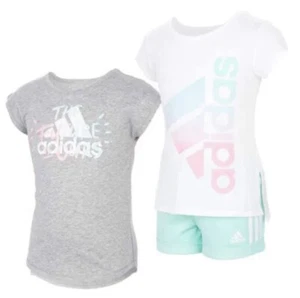Juego de mezcla y combinación de 3 piezas para niñas Addias blanco, verde, gris talla 3T - Imagen 1 de 3