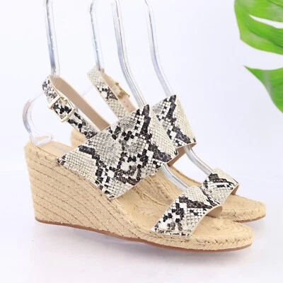 Sandalia Kenneth Cole Olivia para mujer talla 8,5 piel de serpiente cuña alpargata con cordones Foto 1 de 4