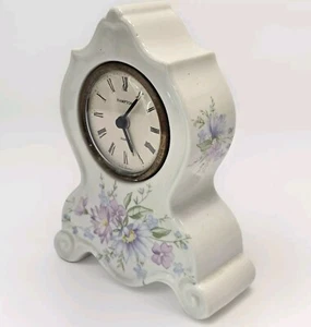 Vintage Hampton Quartz Porcelain Mantel Clock, West Germany, 5” Floral Design. - Picture 1 of 14
