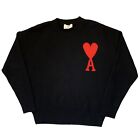 AMI PARIS Ami de Coeur Monogram Crewneck Sweater Black Size Large