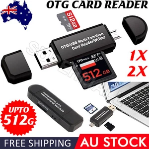 Micro USB OTG to USB 2.0 Adapter SD/Micro SD Card Reader For Smartphones/PC OZ - Picture 1 of 14