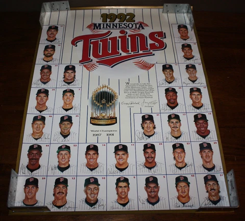 1992 Minnesota Twins World Series Trophy Kirby Puckett Roster 24x18 Poster Cover