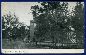 Miles City Montana Court House behind the trees old postcard - Picture 1 of 2