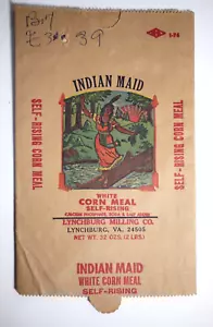 Bolsa de papel vintage - harina de maíz de criada india, fresado de Lynchburg, va - 1974 - Imagen 1 de 1
