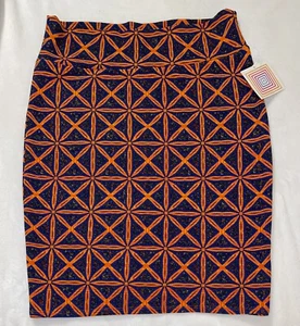 Falda Cassie LuLaRoe Talla Grande 2X Azul y Naranja Patrón X Nueva Con Etiquetas con Elástico - Imagen 1 de 5