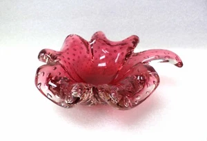 MURANO VENETIAN BULLICANTE SEGUSO VETRI d'ART PINK GLASS BOWL VASE - Picture 1 of 5