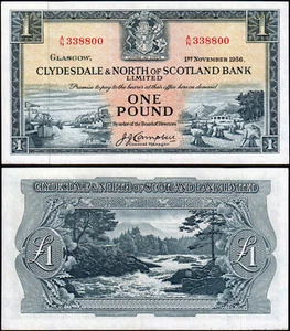 SCOTLAND CLYDESDALE NORTH BANK LTD 1 POUND (P191a) 1956 UNC - Picture 1 of 1