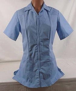 Fashion Seal  Short Sleeve Front Zipper Lab/Scrub Shirt 356 Lt Blue Size 10 672G - Picture 1 of 5