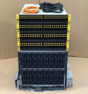 HPE 3PAR 7400c 8GB FC 2 Tier 47.1TB HP BL460c Gen8 v2 320-Core 4TB SAN Solution - Image 1 of 4