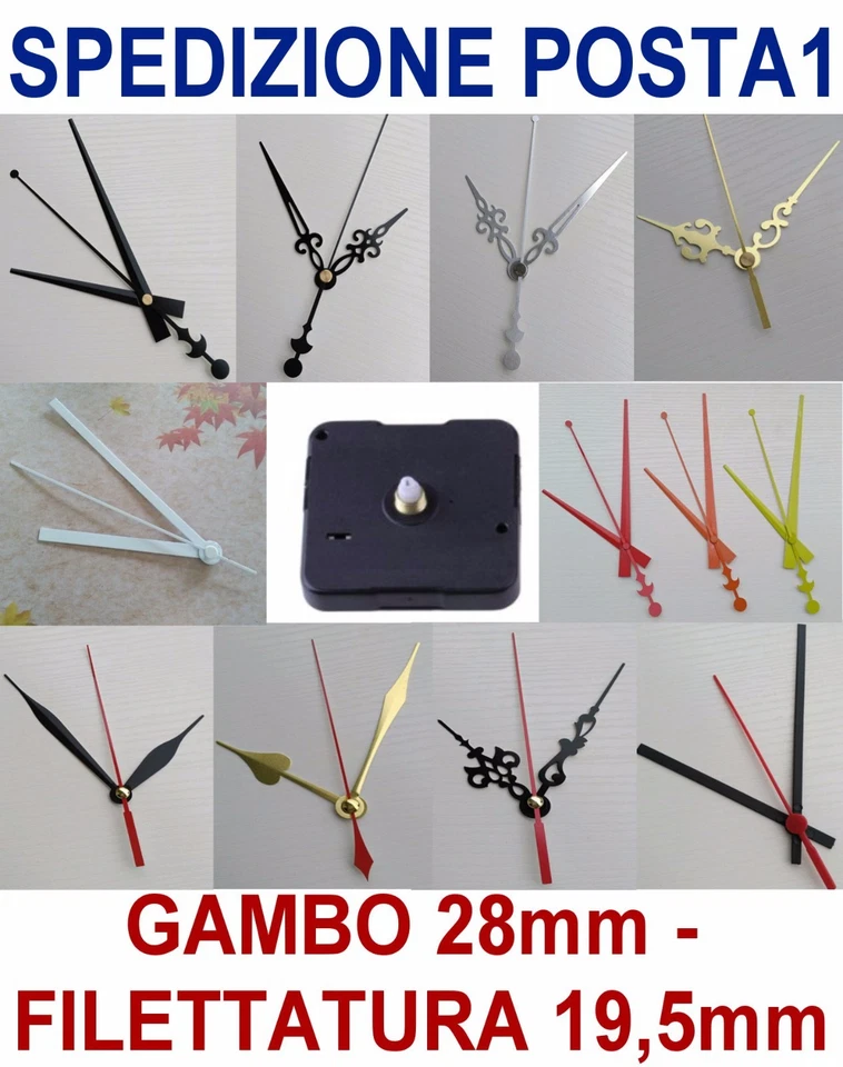 MECCANISMO SILENZIOSO MOVIMENTO OROLOGIO DA PARETE PRECISO MURO 28mm + LANCETTE - Image 1 of 1