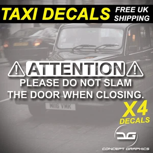 4 adesivi decalcomanie vinile decalcomania porta non sbattere quando si chiudono, taxi/cabine, autobus, auto - Foto 1 di 3