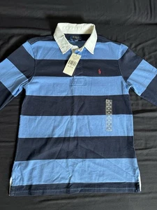 Polo Ralph Lauren Boys Long Sleeve Rugby Shirt - Size M (10-12) - Blue Striped - Picture 1 of 6