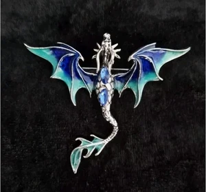 Enamel and Rhinestone Dragon Brooch - 10% discount available - Picture 1 of 4