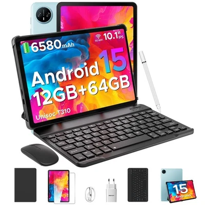 Tab A9 10 inch Tablet with Keyboard, Android 15 Tablet 12GB+64GB/2TB Expand, ... - Image 1 of 4