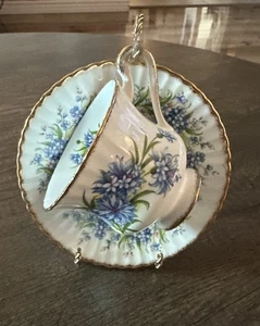 Paragon Vintage Blue Flowers Gold Bone China Teetasse und Untertasse England - Bild 1 von 13