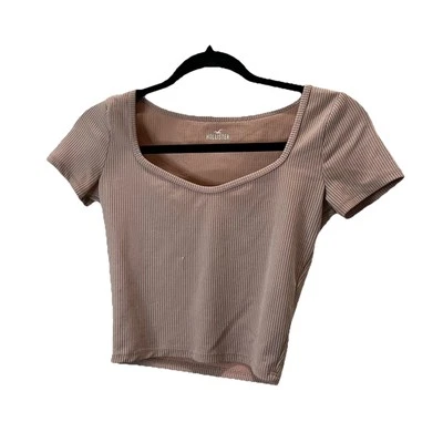 Top corto Hollister Must-Have Collection para mujer cuello corazón rosa claro XS Foto 1 de 4