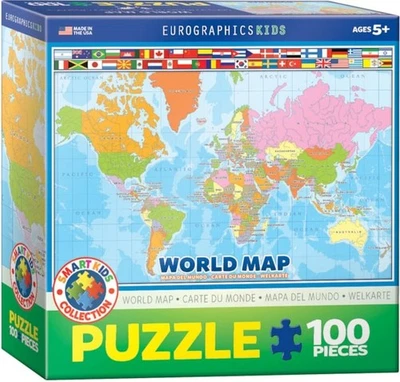 EuroGraphics World Map 100 pcs Kids Puzzle - NEW SEALED - Image 1 of 3