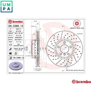 2x BRAKE DISC 09.C398.13 FOR BMW B38 B15 C 1.5L 3cyl 3 SERIESN20 B20 D 2.0L 4cyl - Picture 1 of 10