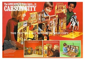 LONE RANGER MARX TOYS CARSON CITY A5 "NEW" SHOP / COUNTER POSTER DISPLAY - Picture 1 of 16