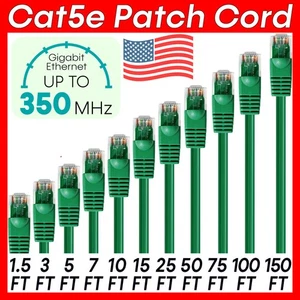 Green CAT5e Cable LAN Cat5e Cable Ethernet Patch Cord Router Network Wire Lot - Picture 1 of 16