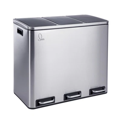 B-Ware SVITA TM3X18 Mülleimer 54L Edelstahl Treteimer Abfalleimer Recycling - Bild 1 von 4