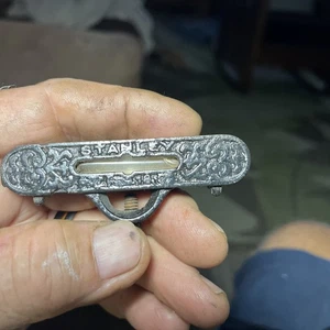 Ornate Vintage Stanley Cast Iron And Brass Pocket Line Level Antique Tool - Picture 1 of 5