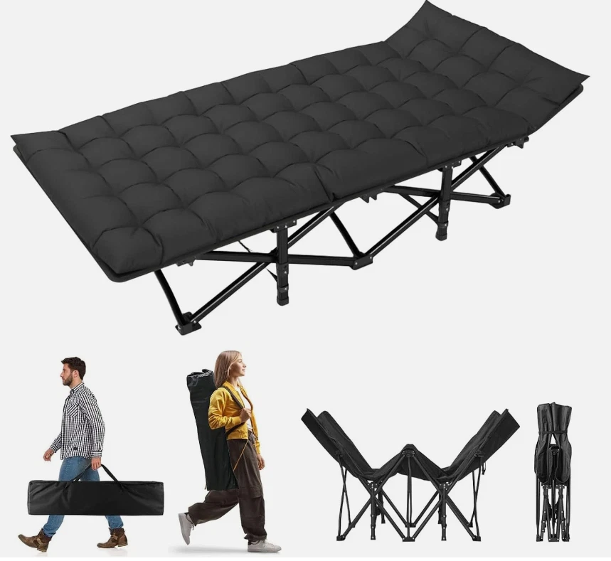 CP-AUTO Adults Folding Sleeping Cot Guest Bed Heavy Duty Portable Cot Camping w/ Mat+Bag