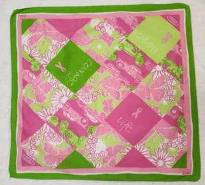 Bufanda Lilly Pulitzer Ford concientización sobre el cáncer de mama coraje vida esperanza rosa verde - Imagen 1 de 4