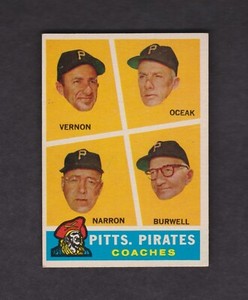1960 Topps Baseball Card #467 Pittsburgh Pirates Coaches VG O/C Vintage Original