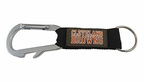 NFL Cleveland Browns Carabineer Keychain, Brown, One Size Cover