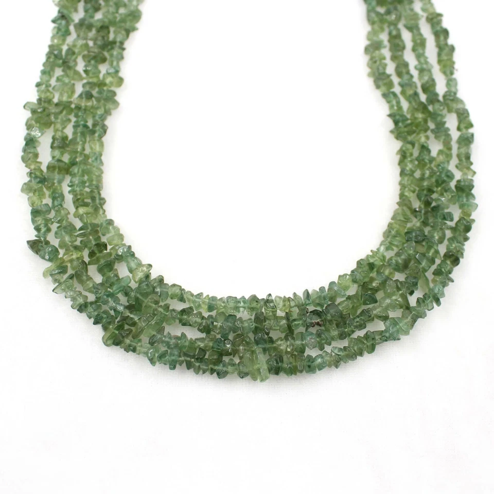 Natural Green Apatite Rough Uncut Chip Gemstone Freeform Nugget Beads 34 Inches - Image 1 of 4
