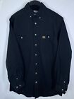 Wrangler Shirt Mens LT Tall Black Western Button Up Long Sleeve Pocket Workwear