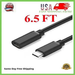 1.3/3.25/6.5 Feet Type C USB 3.1 Male to USB-C Female Extension Data Cable Black - Picture 1 of 17