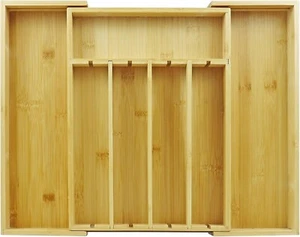 Kitchen Bamboo Silverware Drawer Organizer - Expandable Utensil Organizer... - Foto 1 di 7
