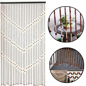 Beaded Door Curtain Wooden Bamboo Hanging Summer Fly Screen Blind Home 90x180cm - Picture 1 of 7
