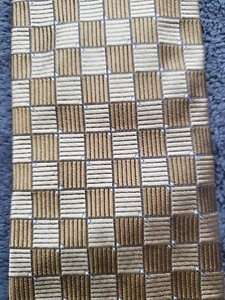 Emanuel Ungaro Tie Necktie Men's 100% Silk Yellow Gold Geometric  - Picture 1 of 3