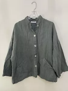 Bryn Walker Women’s 100% Linen Danuta Jacket Sz M Oversized Embroidered Artsy - Picture 1 of 8