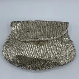 Bolso Cartera Raro Vintage K&G Charlet Hecho en Japón Plata Cuentas Botón Cierre Bolso - Imagen 1 de 13