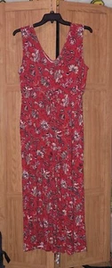 Maurices red floral buttery soft jumpsuit size L Soft Lounge Boho Chic Vacation  - Picture 1 of 6