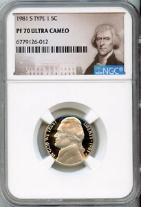 NGC - Jefferson Nickel - 5c - 1981 S Type 1 - PF-70-UC - Ultra Cameo - Picture 1 of 2