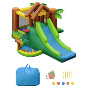 Inflatable Jungle Bounce House w/ Dual Slides Climbing Wall Jumping Area - Picture 1 of 10