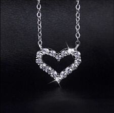 Heart Crystal Pendant 925 Sterling Silver Chain Necklace Womens Ladies Jewellery