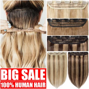 CLEARANCE Clip In One-Piece 100% Real Remy Human Hair Extensions Half Head Ombre - Picture 1 of 43
