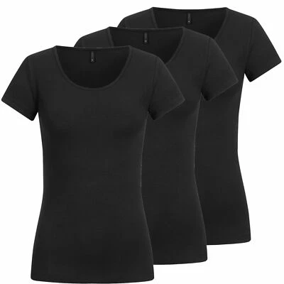 Only Damen T-Shirt 3er Pack Damenshirt Kurzarmshirt Shirt Rundhals Oberteil Tee