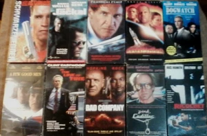 Lot of 10 ACTION THRILLER VHS Tapes - Bad Company The Jackal Ricochet + - Foto 1 di 1