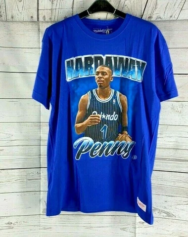 Mitchell & Ness NBA Blue Orlando Magic Hardaway Penny Graphic T-shirt Cover