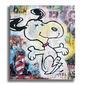 Try Snoopy  – Original Painting on canvas, Comics, Cartoons, Wall Art, COA - Picture 1 of 5