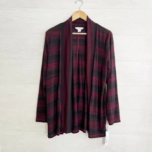 NWT Liz Claiborne - Burgundy black open front cardigan, XL - Picture 1 of 4