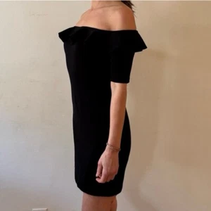 Amanda Uprichard Mini, Rüschen, schulterfrei, figurbetont, schwarz, Medium - Bild 1 von 12